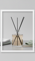 Glass reed diffuser with curated scent