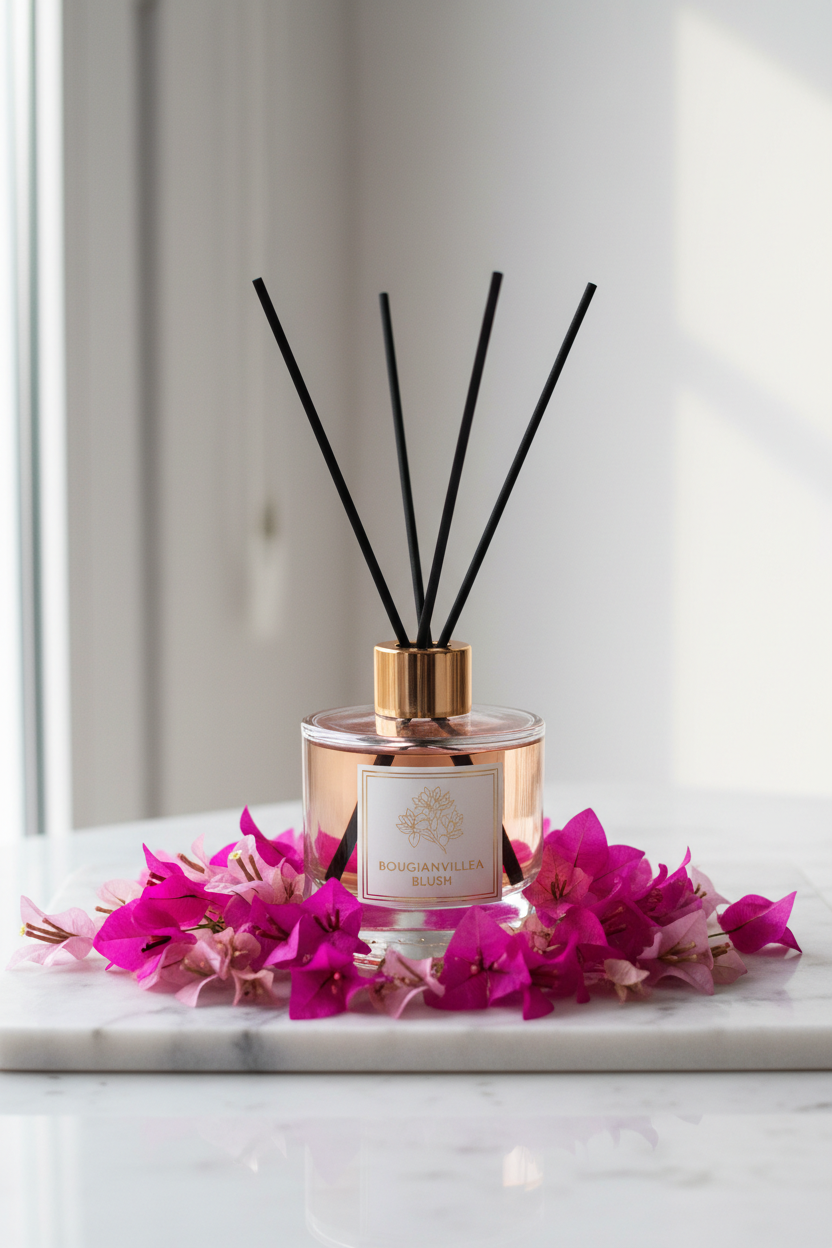 Elegant Glass Reed Diffuser - Bouganvillea Fragrance
